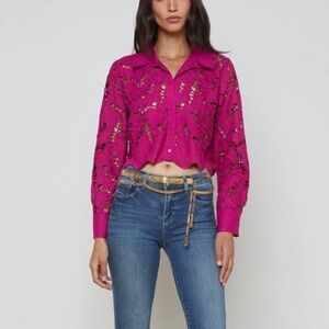 New L’Agence Seychelle lace cropped top